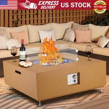 36in Outdoor Propane Fire Pit Table 50000 BTU Garden Firepit Table w/Wind Guard