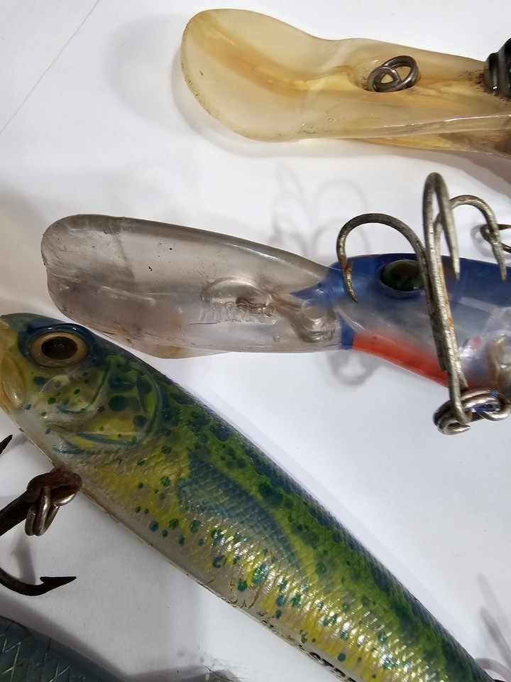 5 leurres de pêche vintage (Bombardier, Mann's, Rapala
