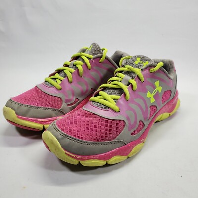 Under Armour Girls Micro G Engage Size Gray Pink Running