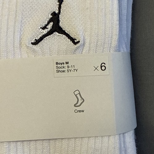 Nike Air Jordan Legend Cushioned Crew Socks 6 Pair Youth Medium Shoe Size 5Y-7Y - Picture 3 of 8