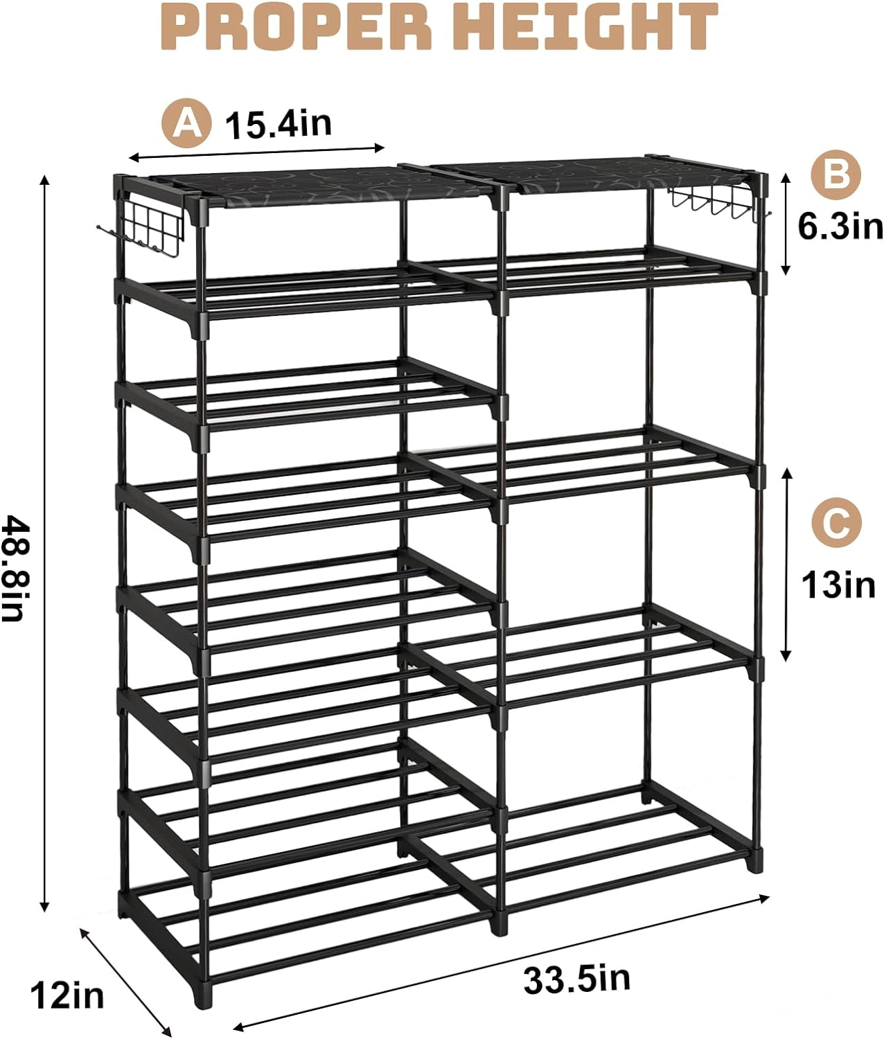 8Tier Metal Shoe Rack, 2630 Pairs Shoe Rack Shelf, Large Stackable Shoe Rack O eBay