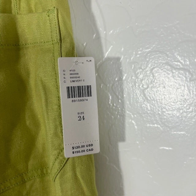 Pantalones Anthropologie Maeve Colette Recortados Pierna Ancha Talla 24 Lino NET Lima Foto 3 de 4