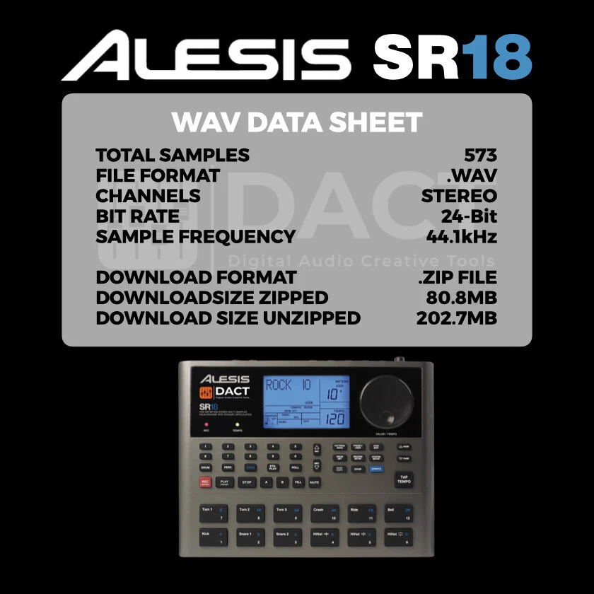 Alesis SR-18 Drum Machine Sample Library: 573 High Quality WAV Samples