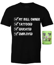 PIT BULL GEAR Checkmark Tattoo Pit Bull Owner Mens' Tee & Can Holder-2 Piece Set