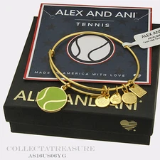 Authentic Alex and Ani Team USA Tennis Yellow Gold Charm Bangle