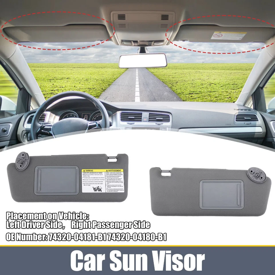 2005-2015 For Toyota Tacoma Gray Sun Visor LH Driver & RH Passenger Side 1 Pair Foto 2 de 4