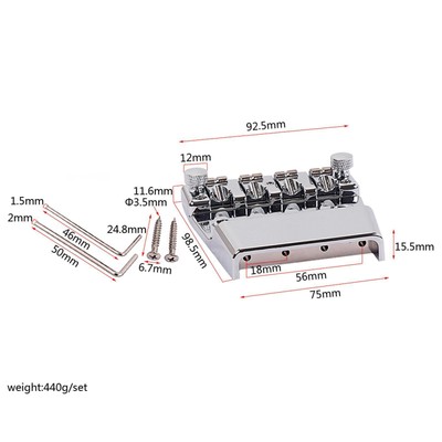 Quality Alloy Chrome Square Shape Bass Bridge for 4 String Rickenbacker Guitar