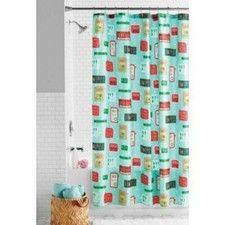 Holiday Time Mint Fabric Shower Curtain 72" x 72" Christmas Holiday