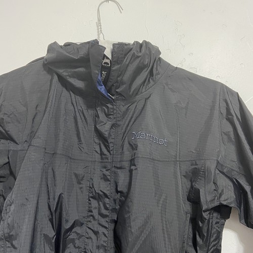 Marmot Black Lightweight Windbreaker Jacket Women's Small Full Zip Hooded - 第 3/11 張圖片