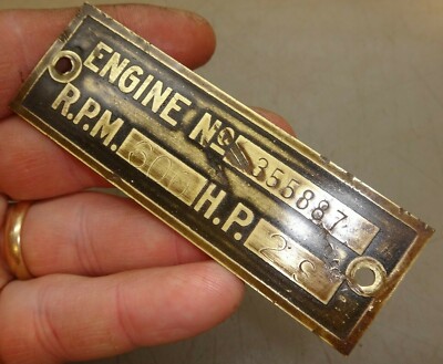 ORIG NAME TAG for 2hp S HERCULES ECONOMY No. 355887 Hit and Miss Gas Engine