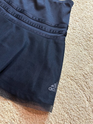 Adidas Mesh Layer Tennis Sports Skirt Pull-On Black Gym Skort w/ Shorts M 10/12 - Picture 3 of 6