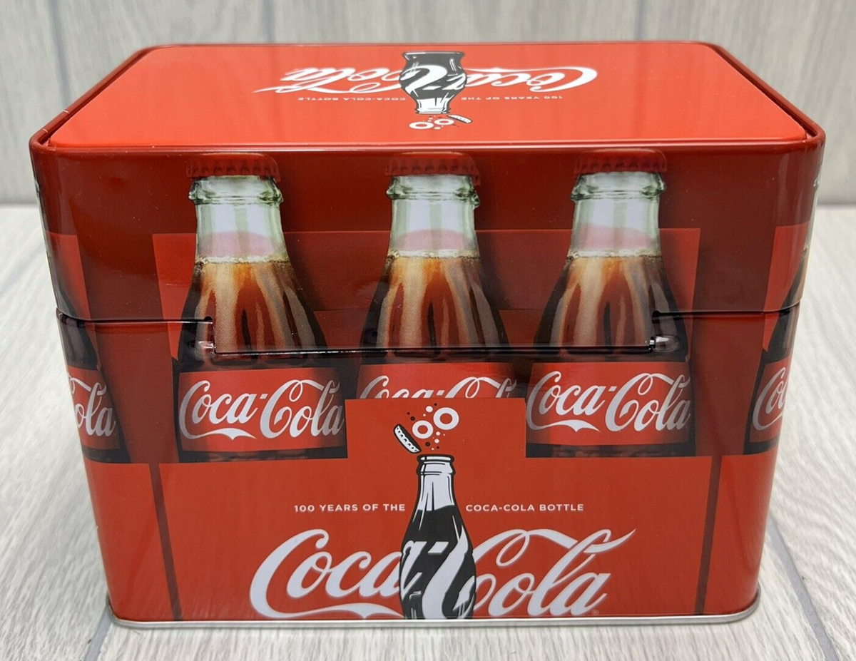 Vintage 100 Years of Coca-Cola Metal Tins Recipe Box with Recipe