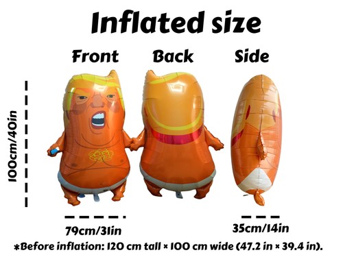 2 Pack Trump Baby Blimp Balloon 25 Inches AM I a Baby Al Film Inflatable Gift US - Picture 4 of 6