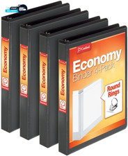 Economy 3 Ring Binder, 1 Inch, Presentation Black, Holds 225 Sheets, Nonstick