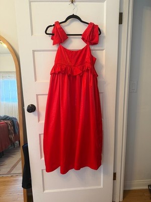 Dream SISTER JANE Size LARGE CECILIA BOW MIDI DRESS RUBY RED