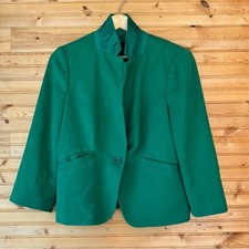 The Limited Blazer Shoulder Pads Green Polka Dot Large Office Corp Core Preppy
