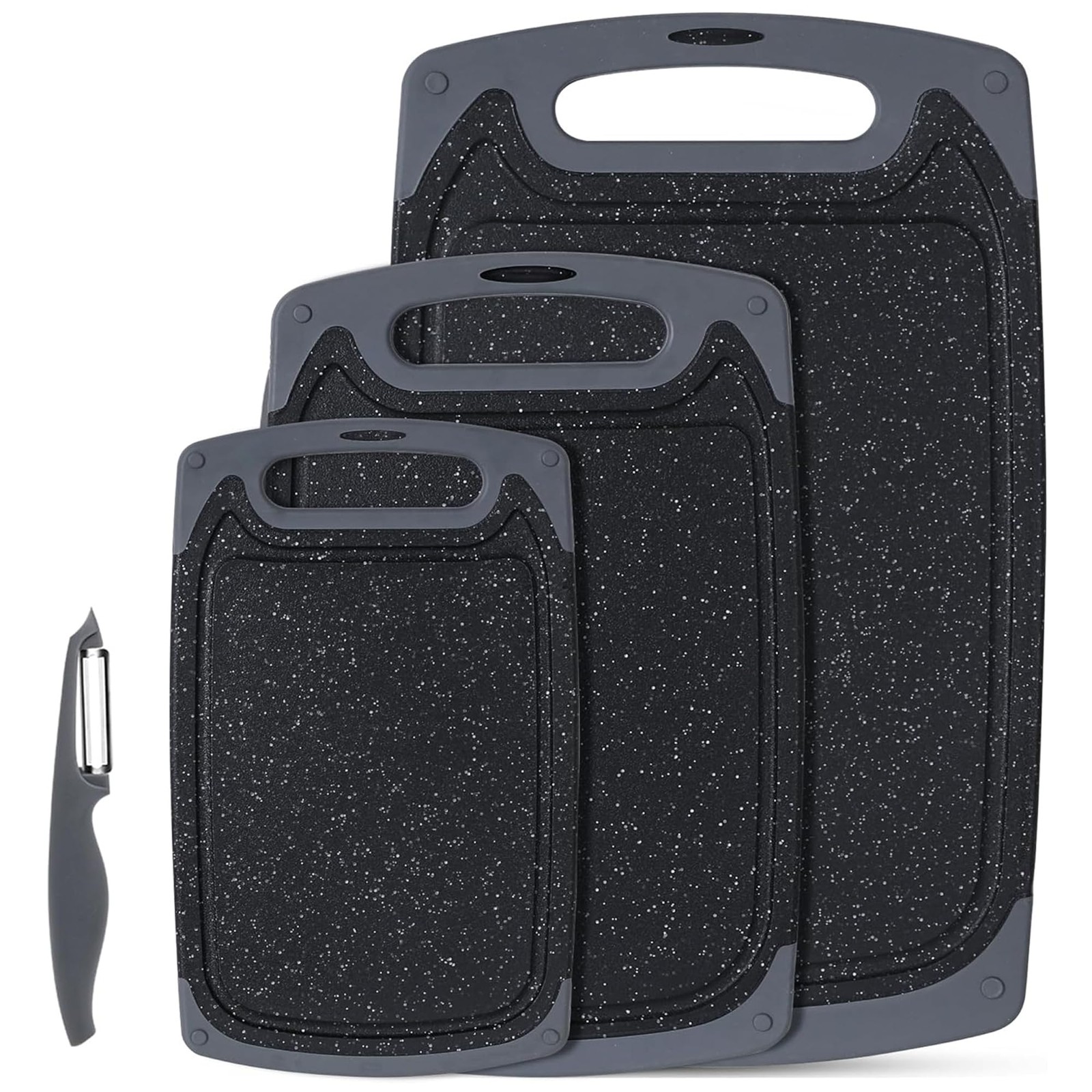 Chopping Board Set Kitchen Cutting Boards with Non Slip Feet and Deep Drip Juice