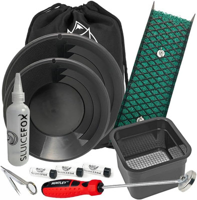 Compact Gold Prospecting Kit with 12'' Pocket Sluice Box   Includes Miner S Moss,