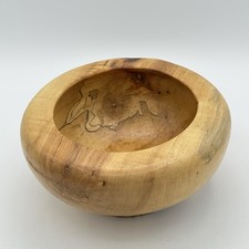 Spalted Wood Turned Bowl Beautiful Colors 6.5 X 3 Inches Hand Made