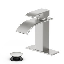 Bathroom Faucet Brushed Nickel Modern Waterfall Bathroom Sink Faucet with Sin...