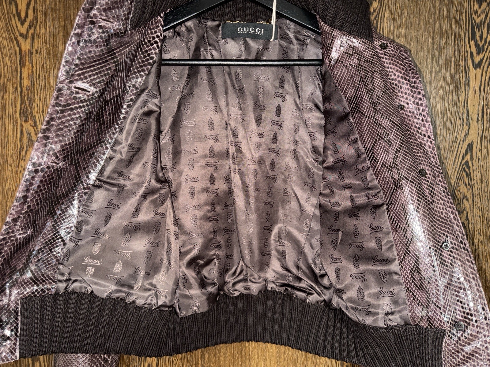 GUCCI Premium Python Leather Bomber Jacket Coat D… - image 7