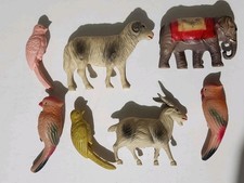 6 Nice 1920s Celluloid Animal Rattles Birds Elephant 1 Goat - USA