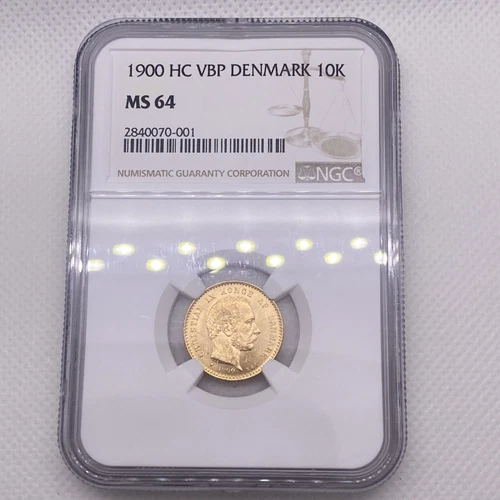 1900 HC VBP Denmark 10K NGC MS64 Gold 10 Kroner Gold Coin From Denmark