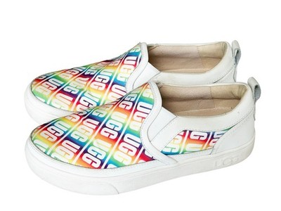 UGG Girls Size 4 Caplan Slip-On Rainbow Sneakers Skate Style