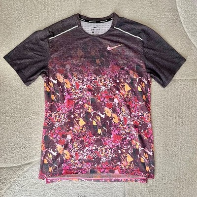 Nike Breathe Rise 365 Wild Floral Running Shirt Men's Size S