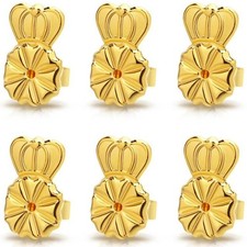14K Gold Earring Backs Lifters,10MM Secure Earring Backs for Droopy Ears,3 Pa