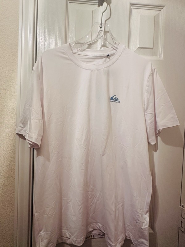 quiksilver t-shirt large men white short sleeve crew neck pre owned