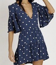 Faithfull the Brand, Fresa Dress Ronja Dot, Blue and White, ladies Size S