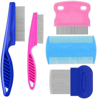 5 Pack Flea Lice Comb,Stainless Steel Dog Cat Grooming Combs with Rounded Teeth,