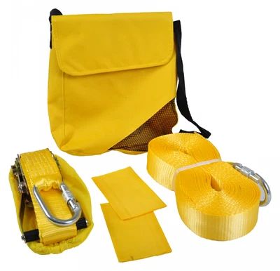 Set De Slackline Sport 15 Mètres Jaune Corde D'Escalade Équilibre Avec Sac Neuf - Photo 1/2