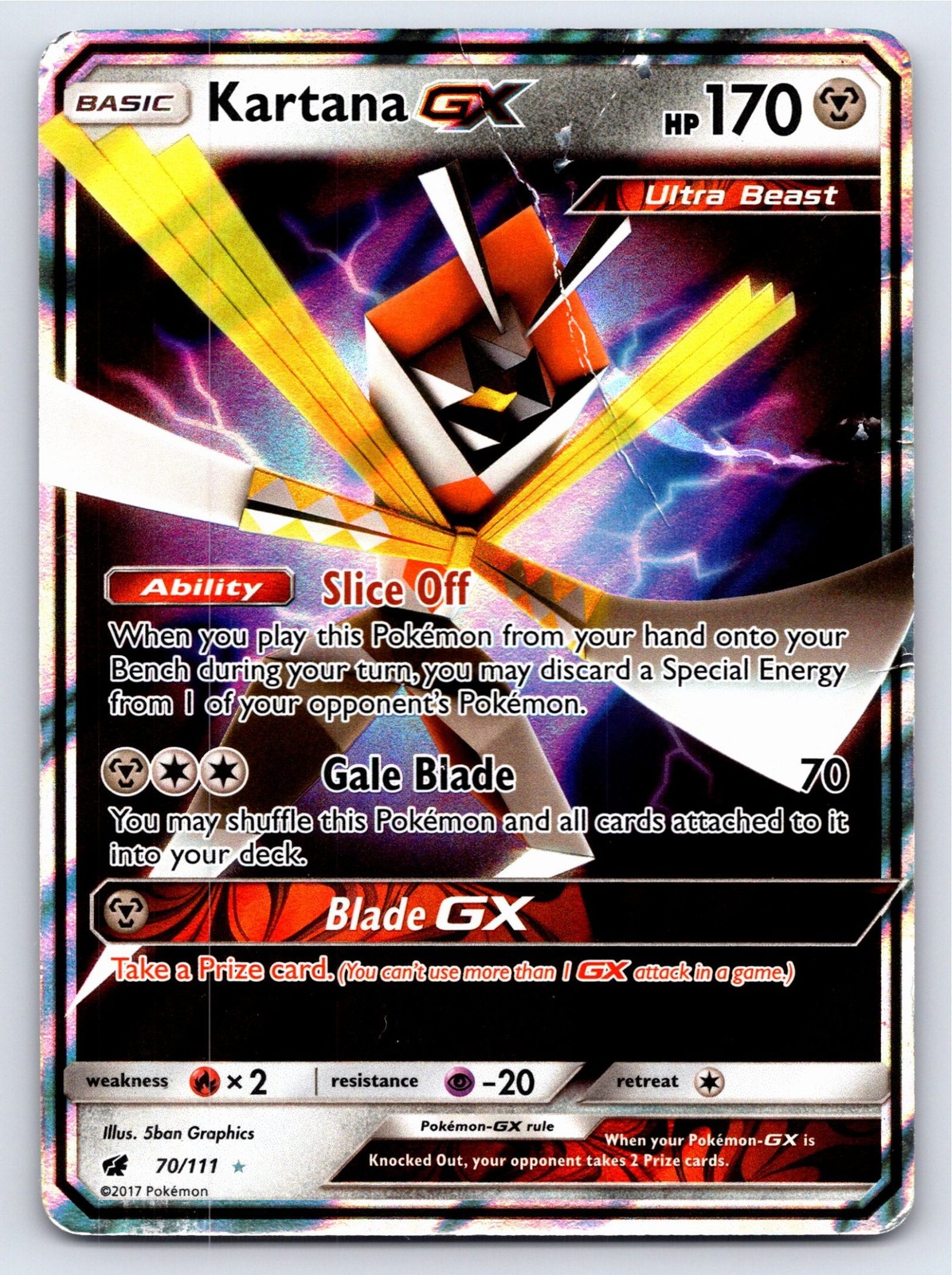 Kartana GX 70/111 Ultra Rare SM - Crimson Invasion Pokemon Holofoil HP