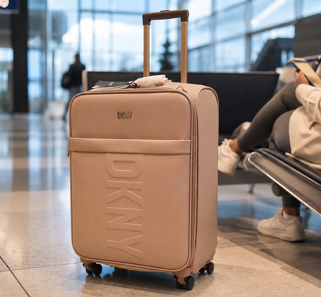 DKNY Maleta Equipaje de Viaje Pequeño Ruedas Giratorias Rosa Nuevo