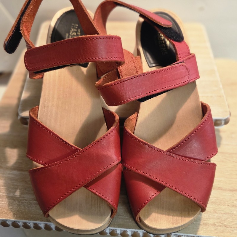 Swedish Hasbeens Sky High Wooden Clogs Sandals Wood Shoes Merci Womens 37 7/7.8