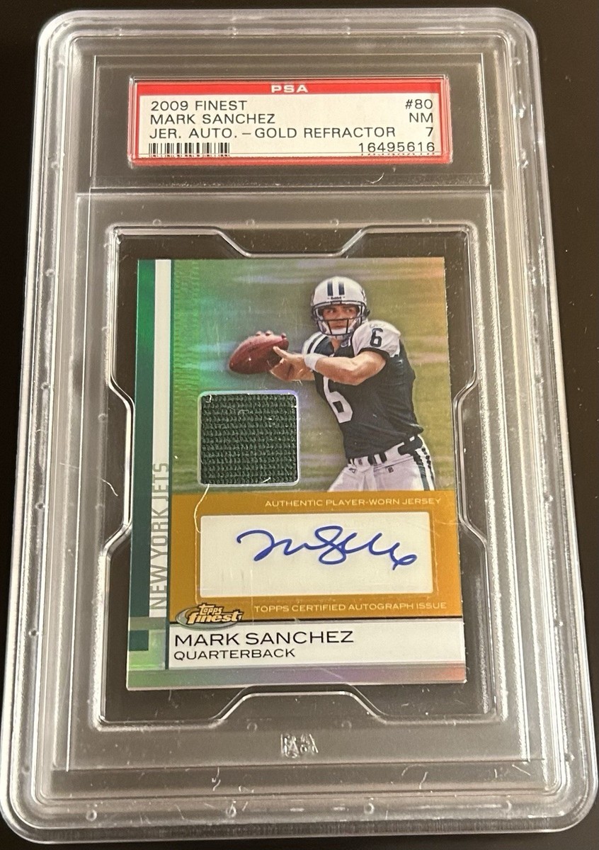 2009 Topps Finest #80 Mark Sanchez GOLD Refractor Rookie Patch 
