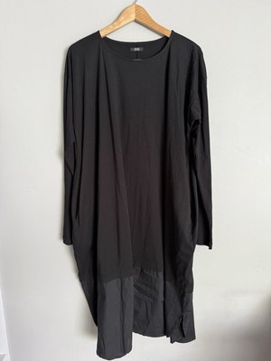 Moyuru Dress Women s Large Long Sleeve Black Gray Oversized Asymmetrical Dress