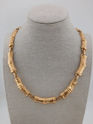 MONET 1980s Gold Plated Bamboo Chain Link Chocker Necklace