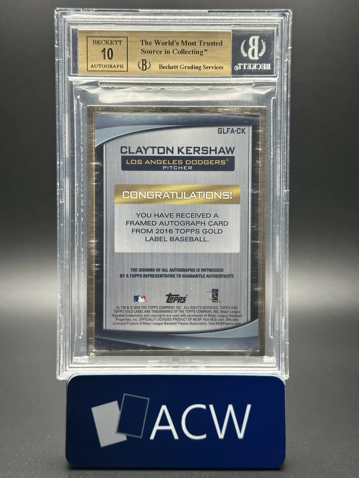 Clayton Kershaw - 2016 Topps Gold Label Framed 🔥 AUTO BGS 9.5/10 🔥 R17 - Image 3 of 3