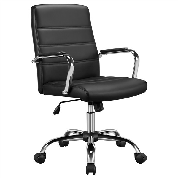 Mid-Back Office Desk Chair Swivel PU Leather Chair with Arms, Lumbar Support B