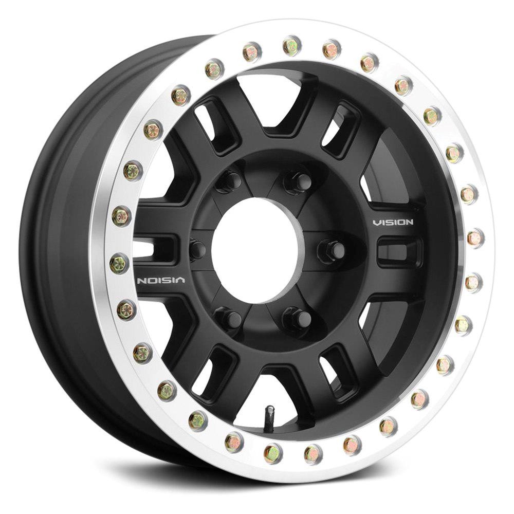 Set-4) Vision 398BL Manx Beadlock 17x8.5 8x170 -15mm Black Wheels