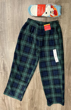 Wondershop Plaid Green Blue Christmas PJ Med 8  Socks Kids xs/s snowman