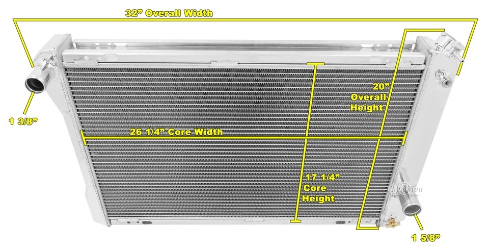 CHAMPION RADIADOR DE ALUMÍNIO 3 FILEIRAS 1982-1992 CHEVY PONTIAC CAMARO FIREBIRD MANUAL - Imagem 3 de 3
