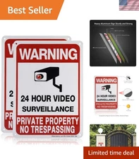 Durable 10x7 Private Property Signs - Reflective Aluminum No Trespassing, 2-Pack