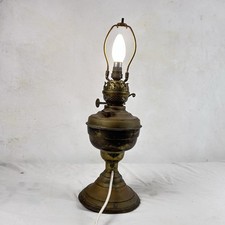 Vintage brass oil lamp converted to electric working great condition no shade