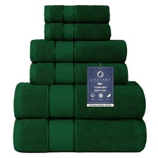 COZYART Formal Green Bath Towel Set 6 Piece, Luxury 100 Turkish Cotton 650GS...