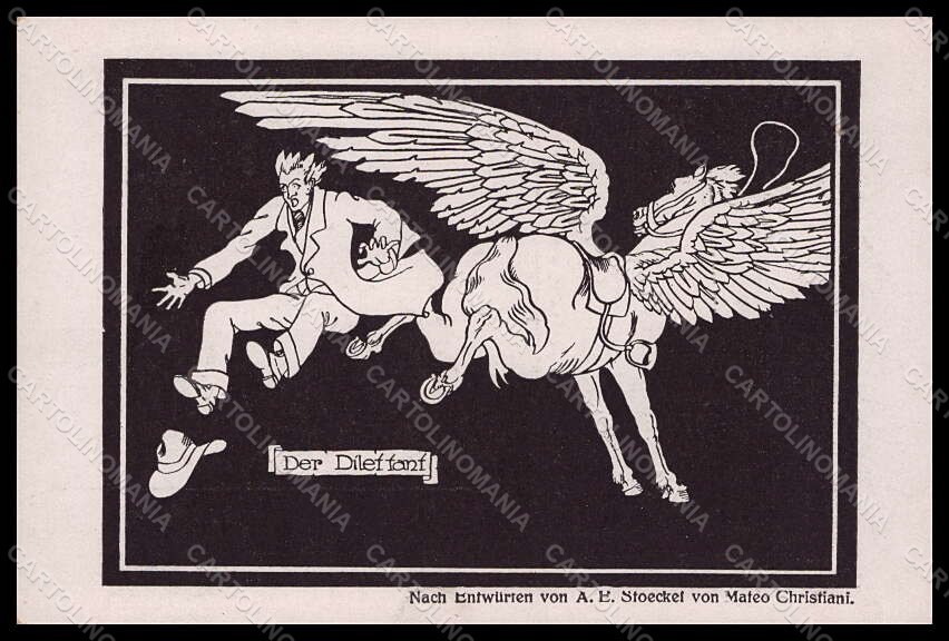 Cartolina Artista Firmata Christiani Mateo Pegaso Uomo Il Dilettante VK7655
