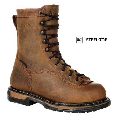 Rocky Ironclad 8'' Men's Brown Leather Waterproof Steel-Toe Work Boots FQ0006698